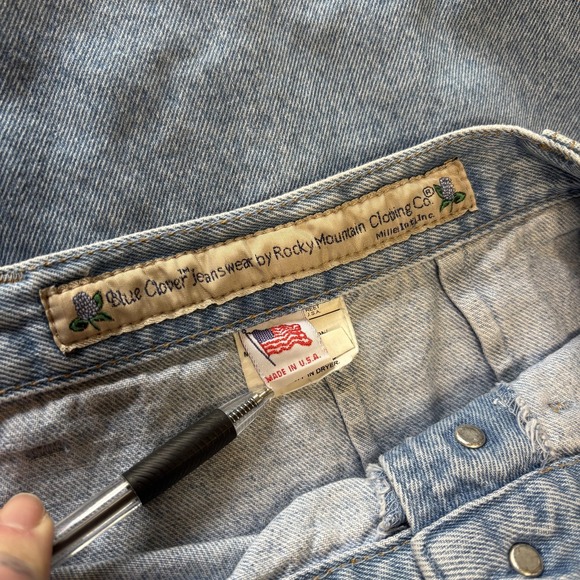 Vintage Blue Clover Denim Skirt Womens 18W Light Wash Button Front Y2K 90s USA - Picture 6 of 12